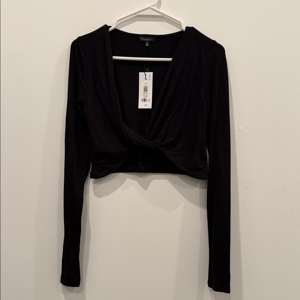 Dynamite Black Long Sleeve Crop Top